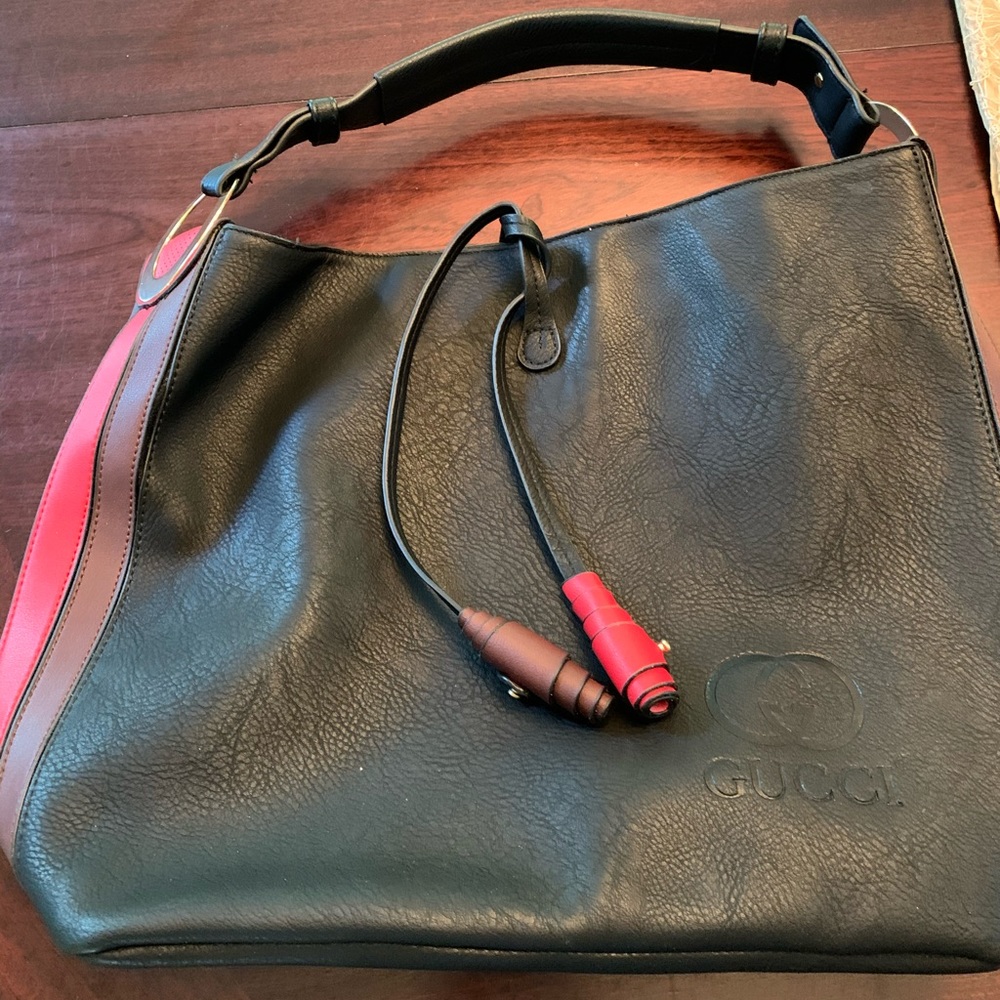 Black leather shoulder bag
